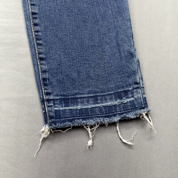 Mother Maternity Jegging Jeans Women's Blue Faded Whiskers Raw Hem Front Pocket - Picture 8 of 16